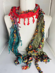 Boho Mixed Tassel Handmade Scarf Necklace