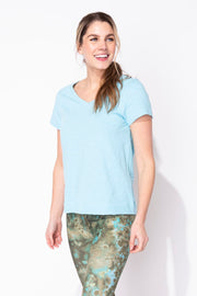 Solid Short Sleeve V-Neck Tee by Escape