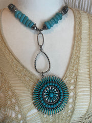 Turquoise Sunburst Pendant Necklace