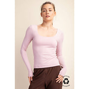 RECYCLED BUTTER SQUARE NECK LONG SLEEVE TOP T9953-C