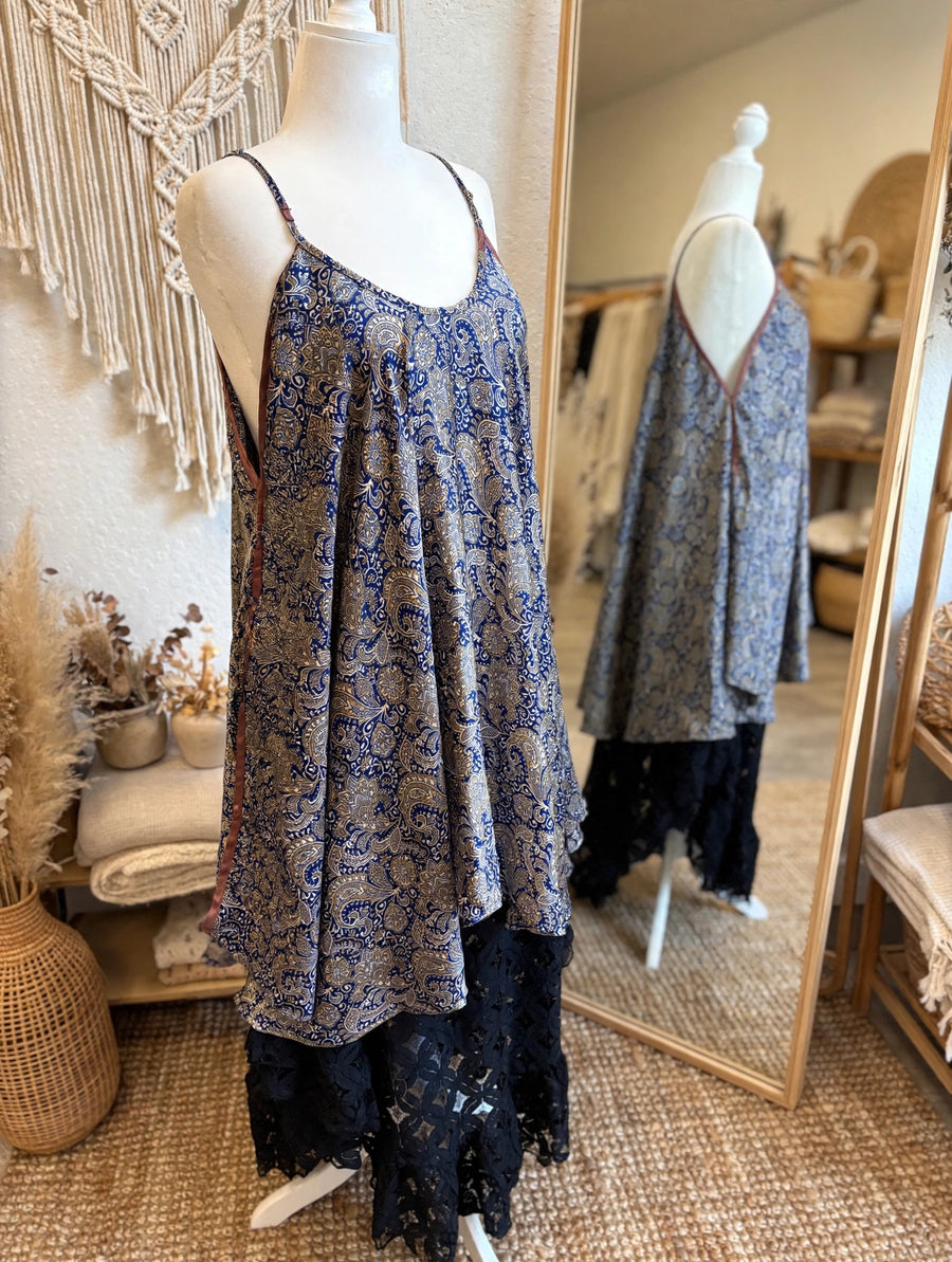 Rasgulla Sari Moonchild Mini Dress #225 by Kantha Bae