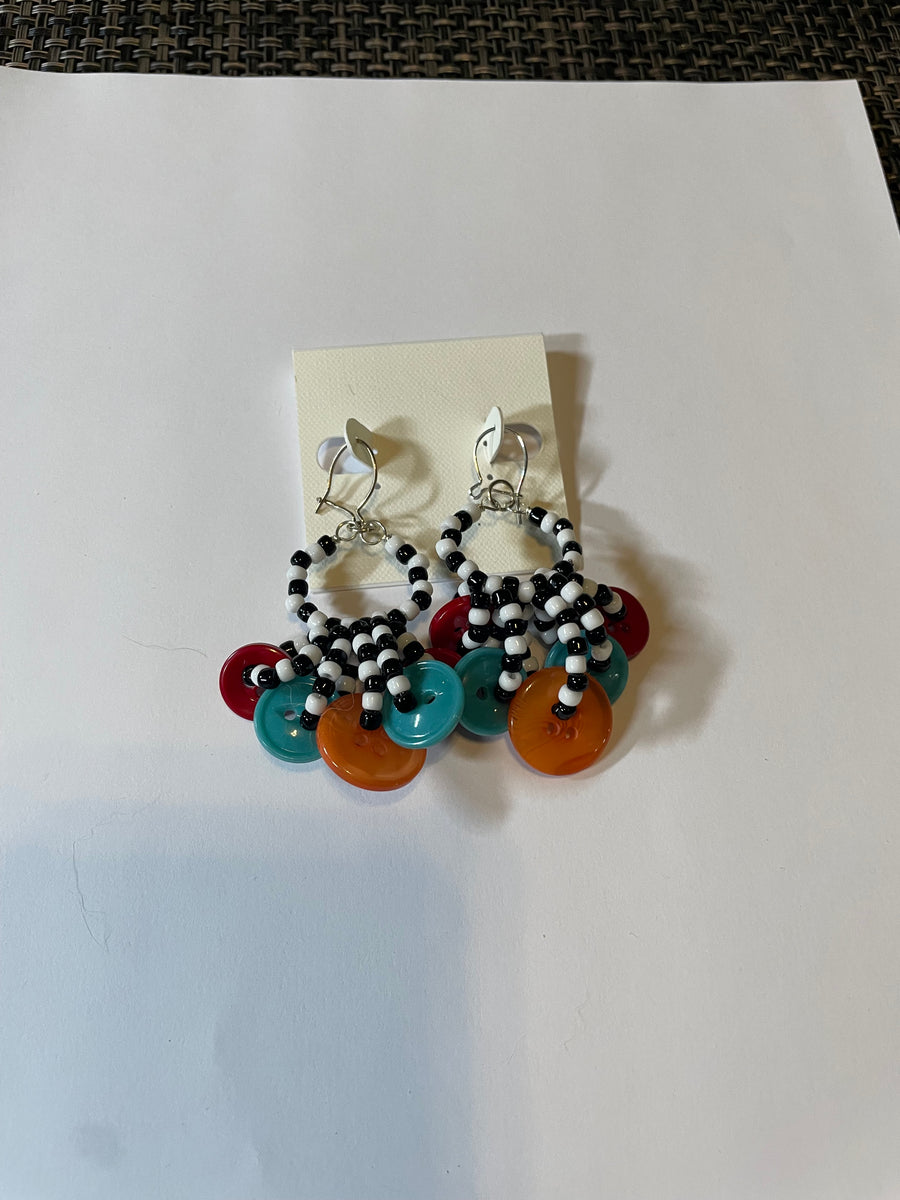 Colorful Multi Button Earrings by The Vintage Jewel