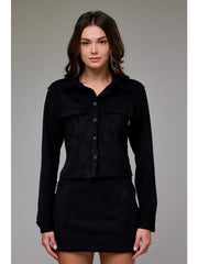 Shrunken Suede Button-Up Shirt by Hidden Jeans