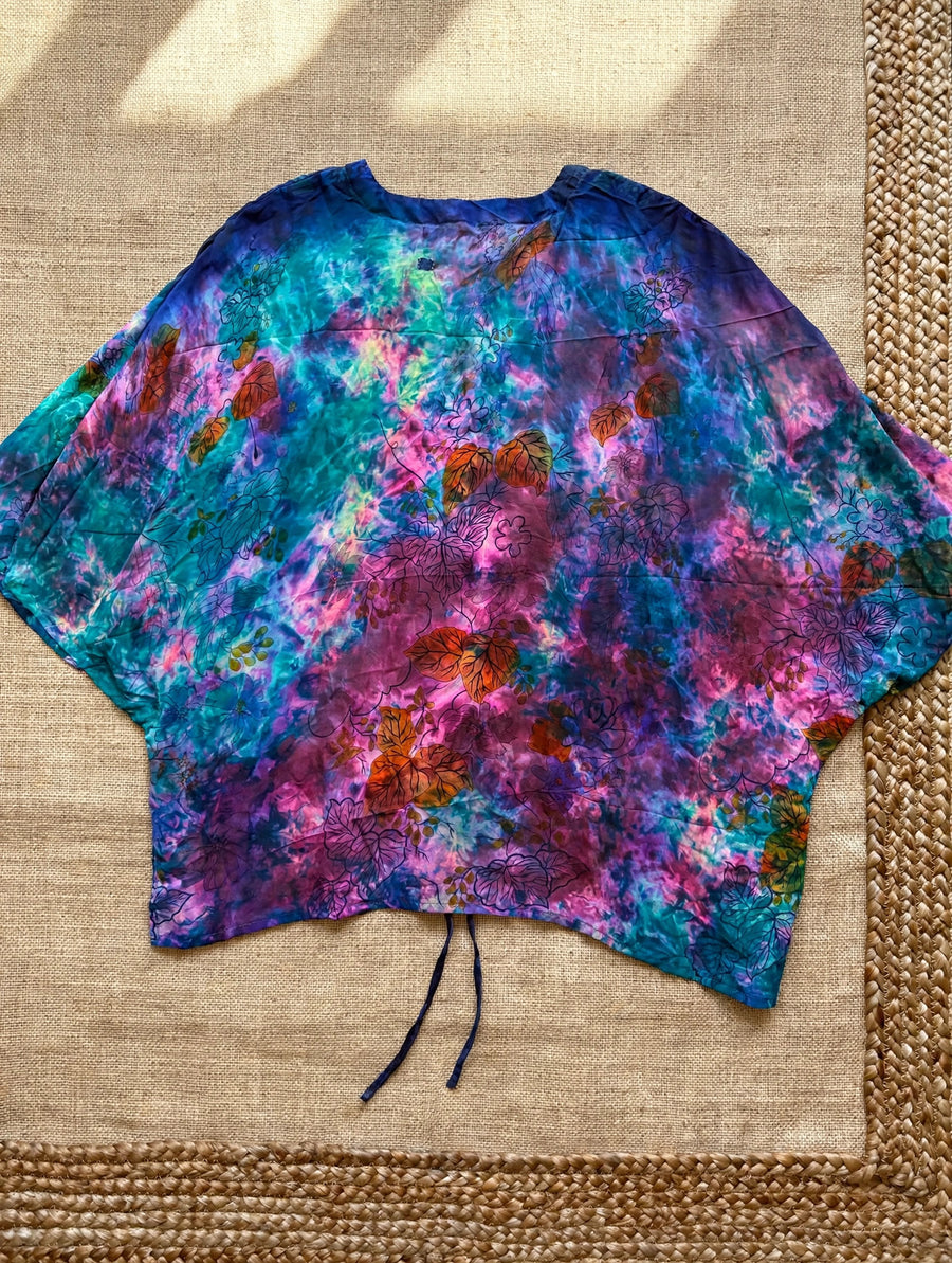 Crepe Sari Hi Lo Butterfly Top #020 by Kantha Bae