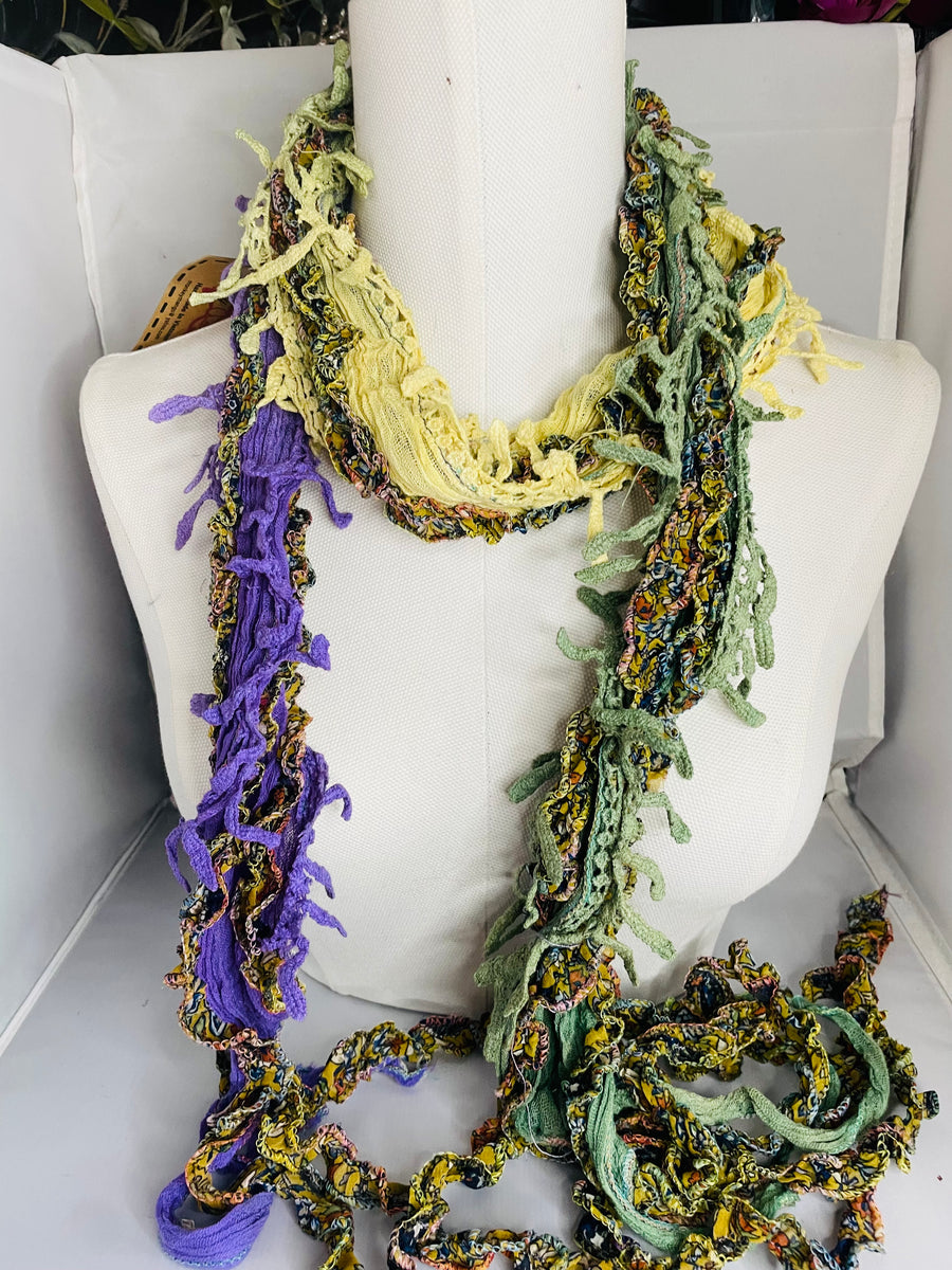 Boho Mixed Tassel Handmade Scarf Necklace