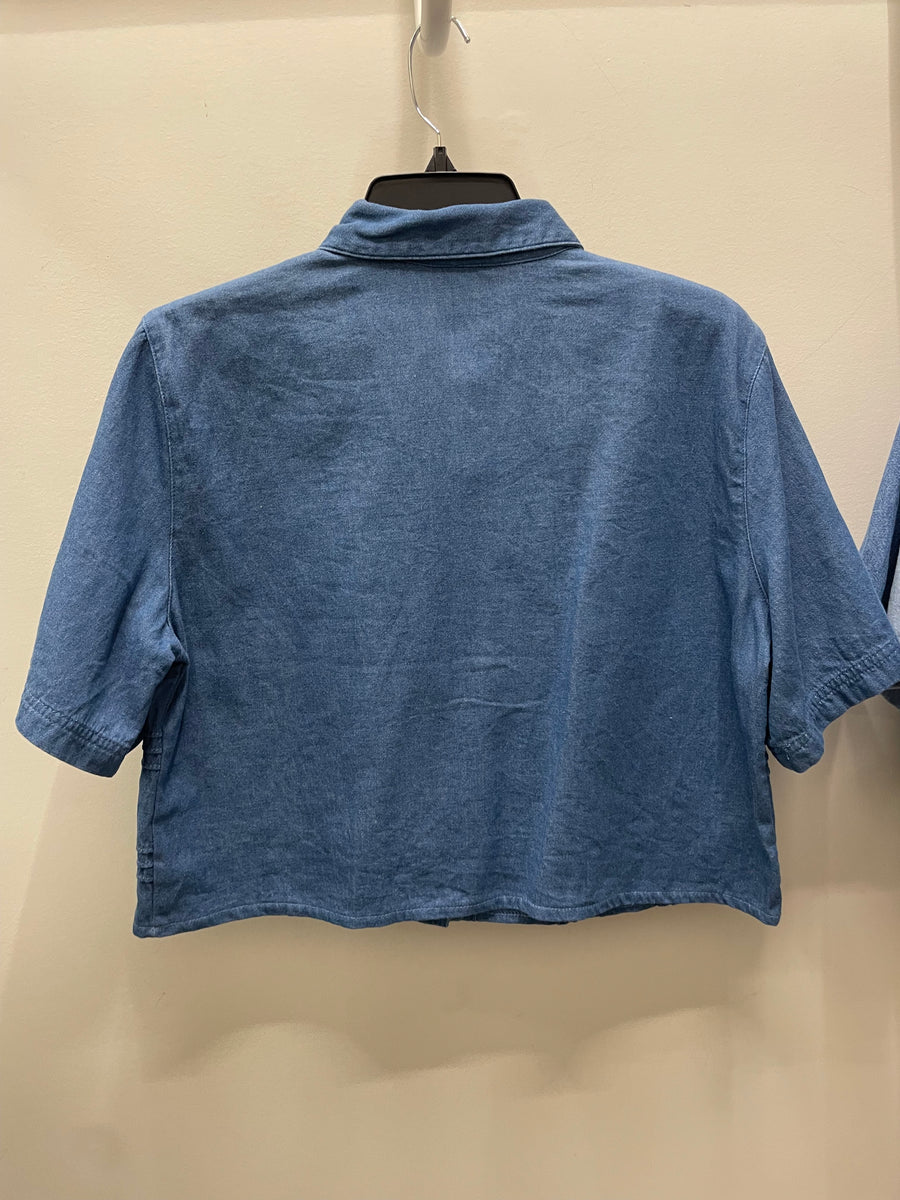 Reworked Denim Crop Button Down #210