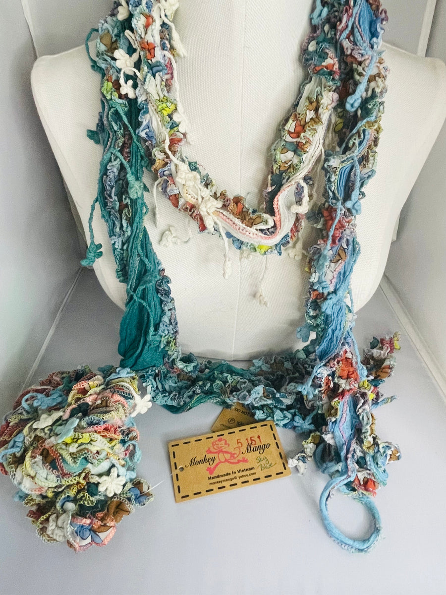 Boho Mixed Tassel Handmade Scarf Necklace