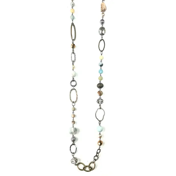 Bead and Chain Long Necklace