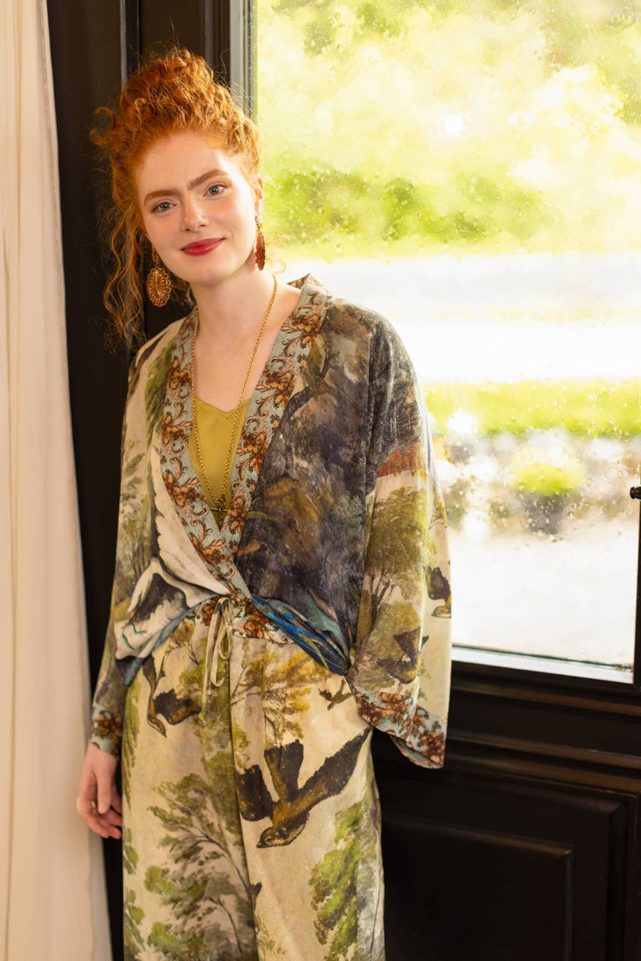 Additional view of Theatre of Dreams Pixie Duster Cropped Kimono with Swan from Robin Boutique.