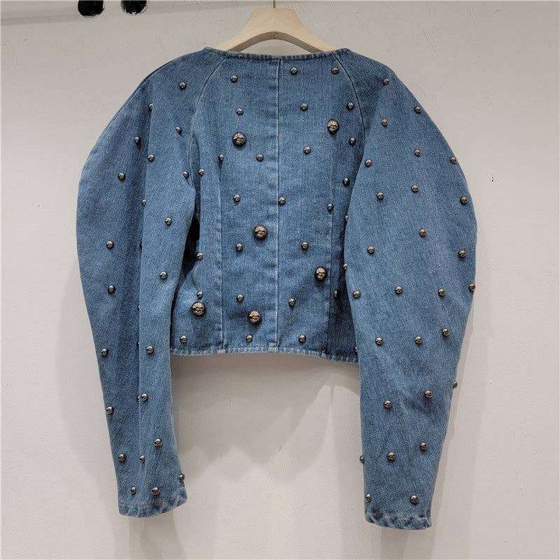 Handmade Rivet Puff Sleeve Short Denim Top or Wrap – Robin Boutique
