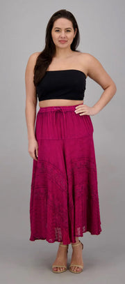 Embroidered Maxi Skirt w/Chiffon