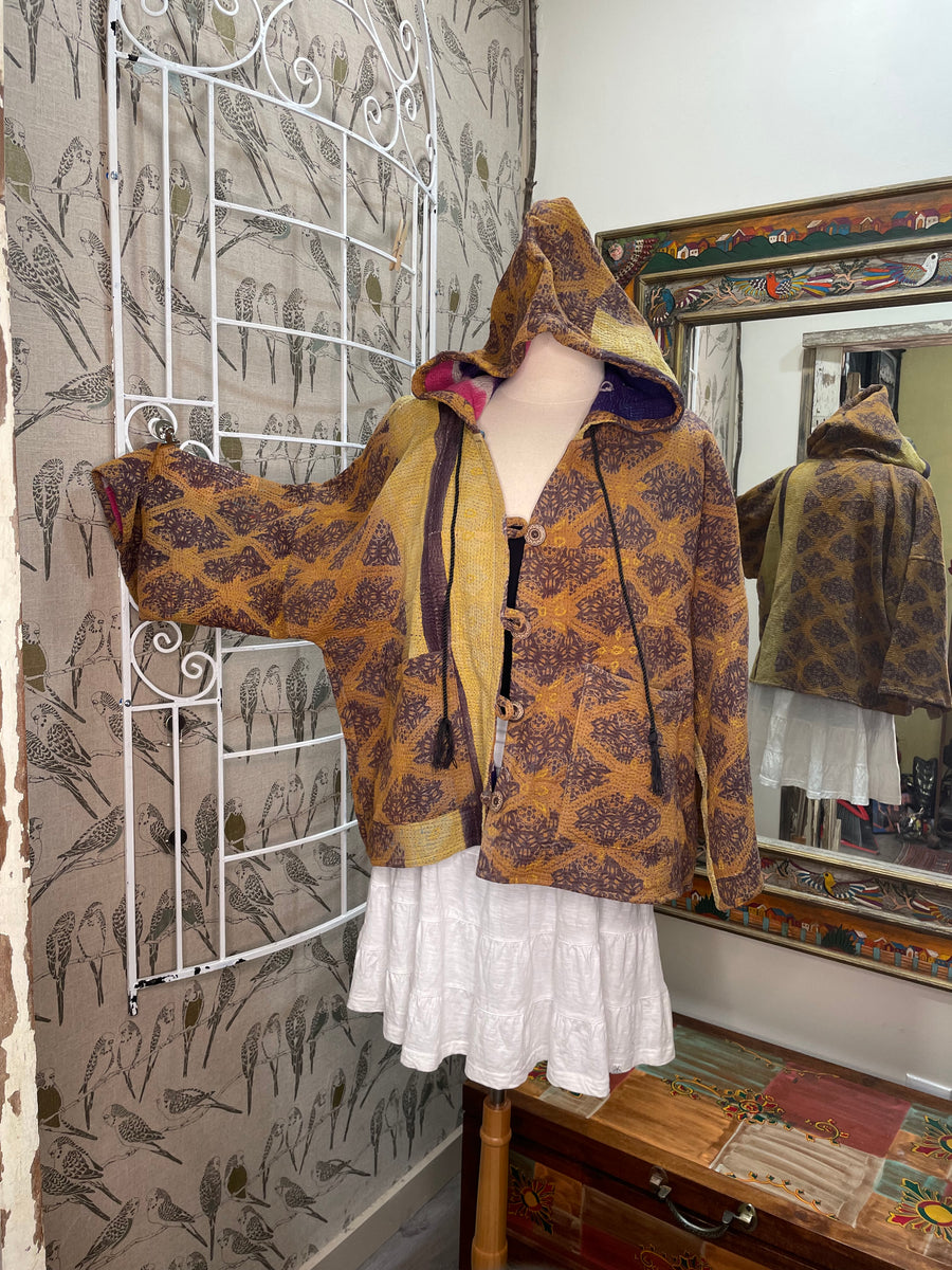 Half Moon Cropped Hooded Jacket #201 by Kantha Bae