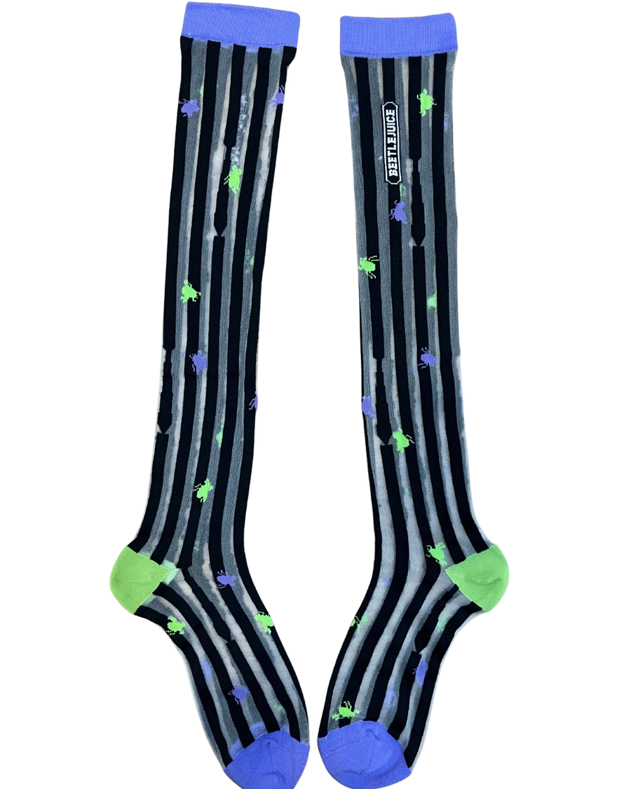 Beetlejuice Striped Knee High Sheer Sock - Halloween
