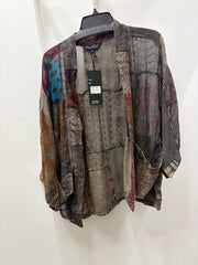 Overdyed Texture Mixed Print Kimono by Young Threads