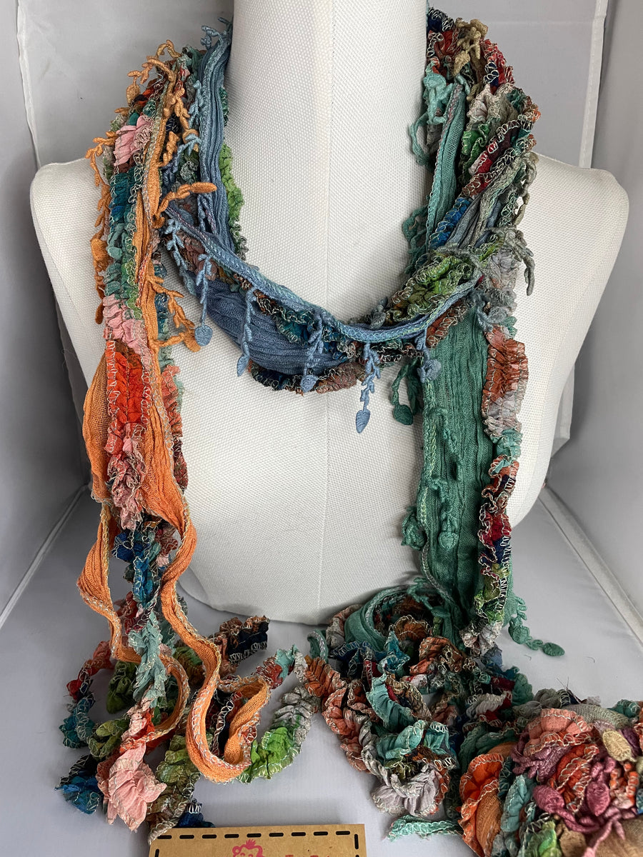 Boho Mixed Tassel Handmade Scarf Necklace