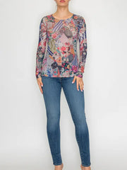 Sheer Mesh Layering Shirt in Bold Floral by Origami