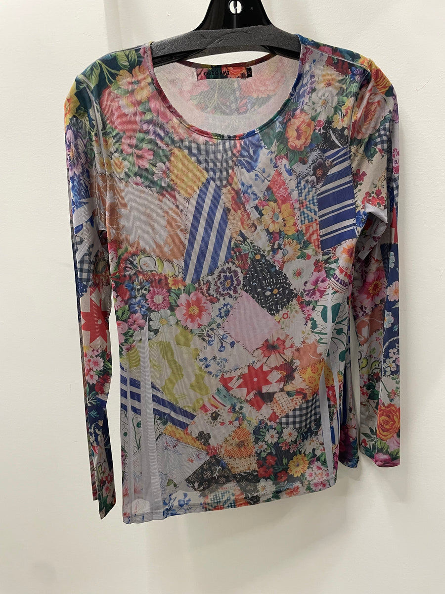 Sheer Mesh Layering Shirt in Bold Floral by Origami