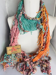 Boho Mixed Tassel Handmade Scarf Necklace
