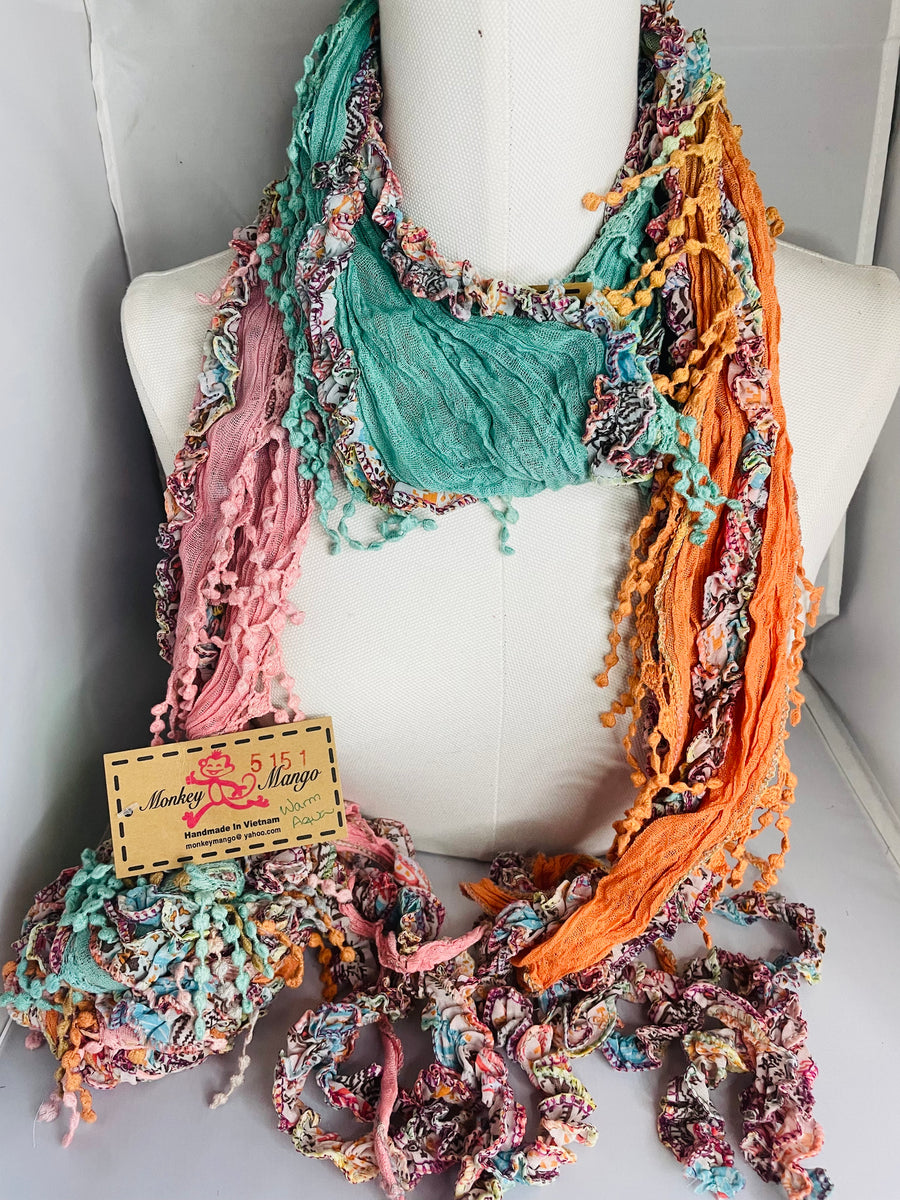 Boho Mixed Tassel Handmade Scarf Necklace