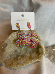 Rattan Palm Leaf Earrings