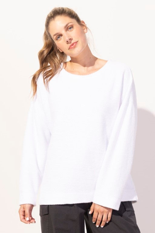Additional view of Cool Breeze Sundown Loopy Terry Pullover by Escape from Robin Boutique.