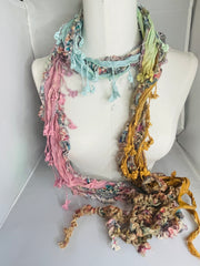 Boho Mixed Tassel Handmade Scarf Necklace