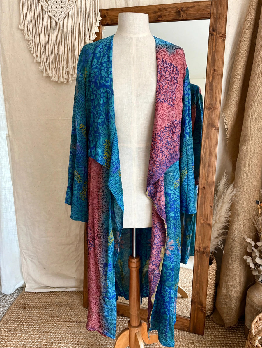 Crepe Sari Spellbound Kimono #071 by Kantha Bae