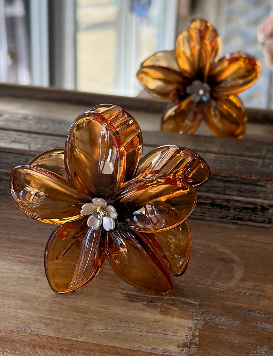 Flower Hair Claw with Rhinestone Center Robin Boutique