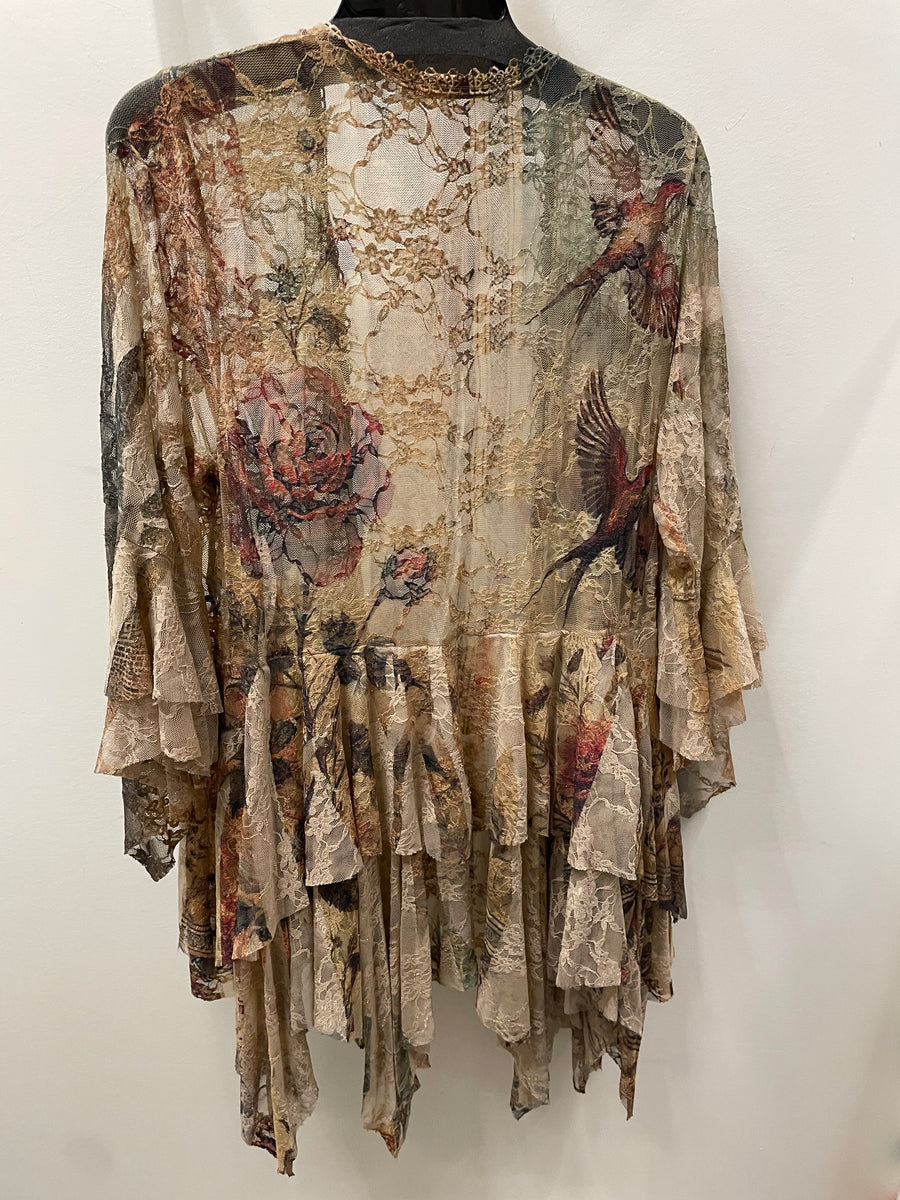 Additional view of All Lace Cardigan in Vintage Bird by Origami from Robin Boutique.