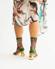 Virgo Zodiac Black Sheer Crew Sock