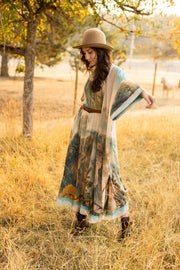 Awakening Bohéme Printed Long Maxi Slip Dress w/ Landscape