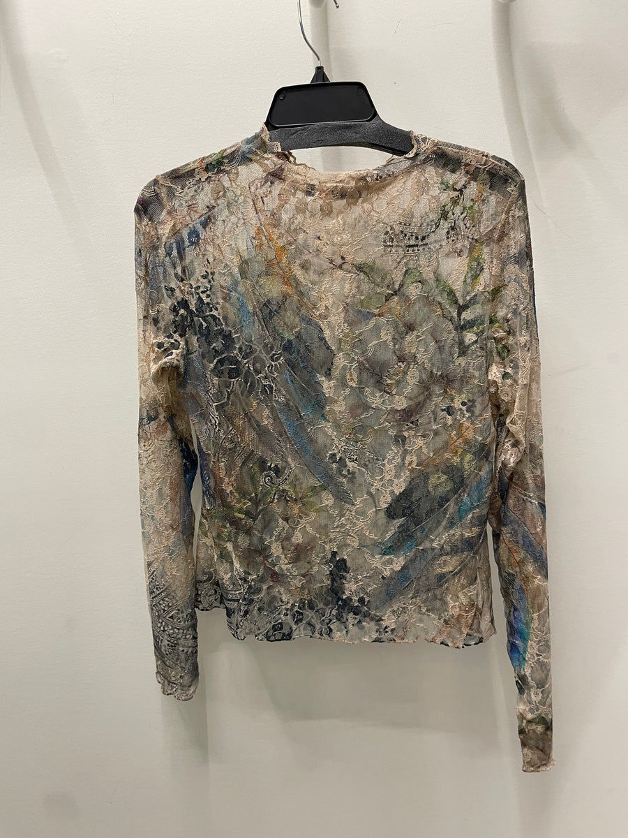 Sheer Lace Layering Shirt in Feathers by Origami