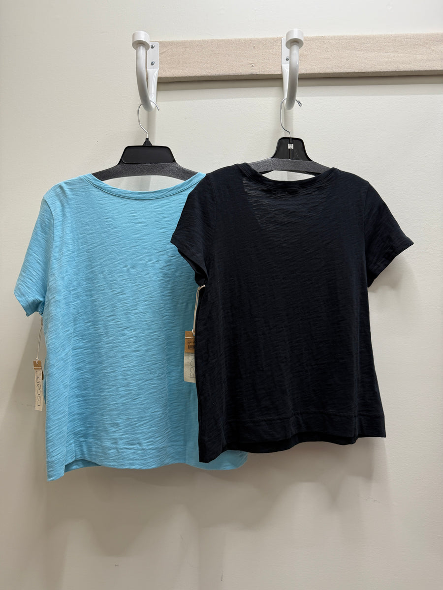 Solid Short Sleeve V-Neck Tee by Escape