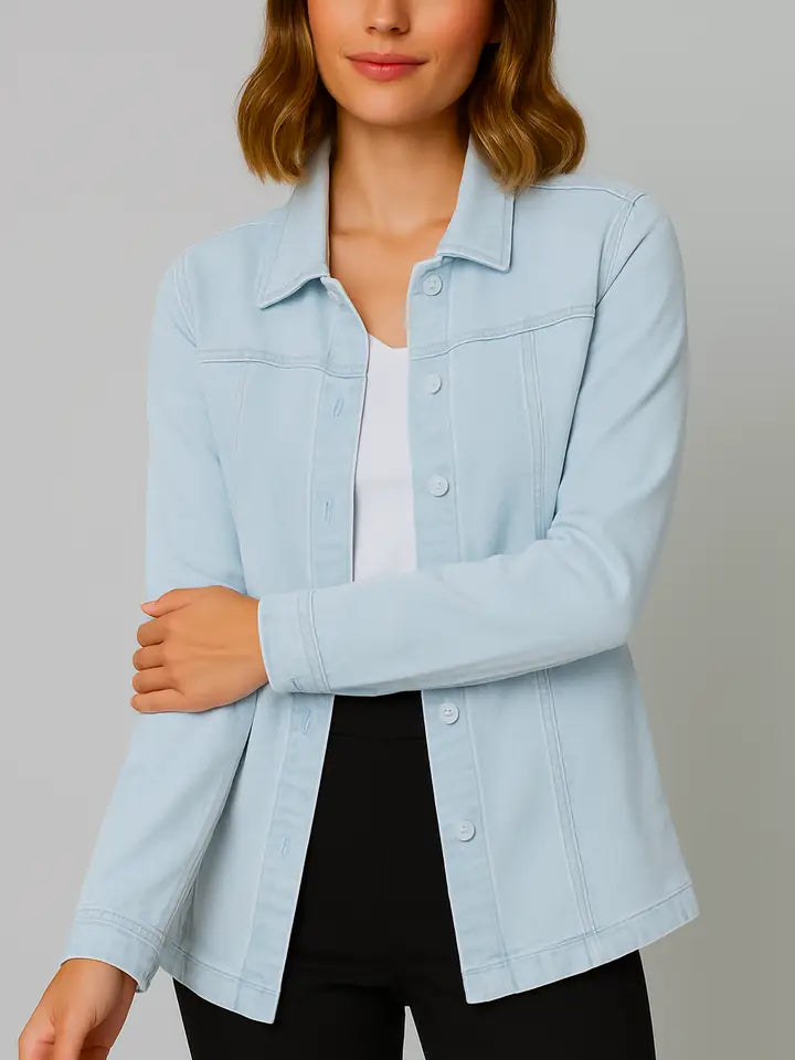 Everyday Essential Long Line Denim Jacket from Robin Boutique.