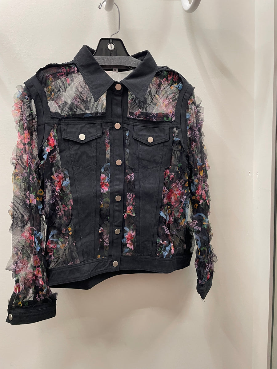 Floral Edge Illusion Jacket by Adore