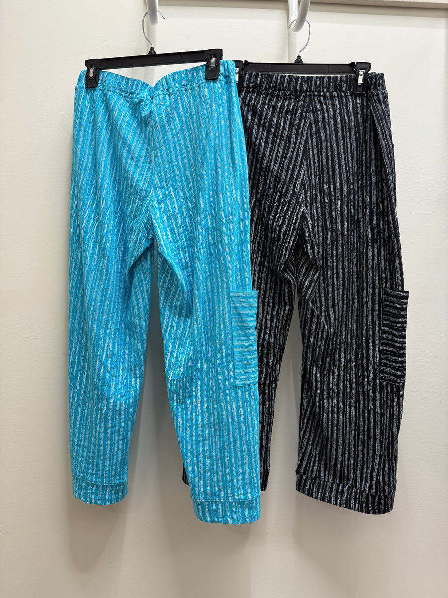 Bali Stripe Cotton Slub Pocket Flood Pant