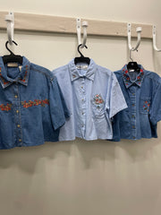 Reworked Denim Crop Button Down #213