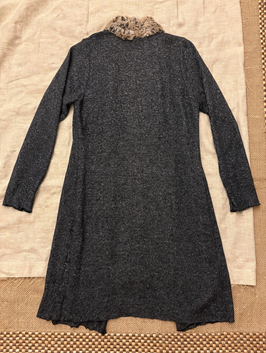 Faux Fur Trimmed Sweater Cardigan
