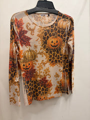 Sparkly Sheer Mesh Layering Shirt in Fall Leopard by Origami