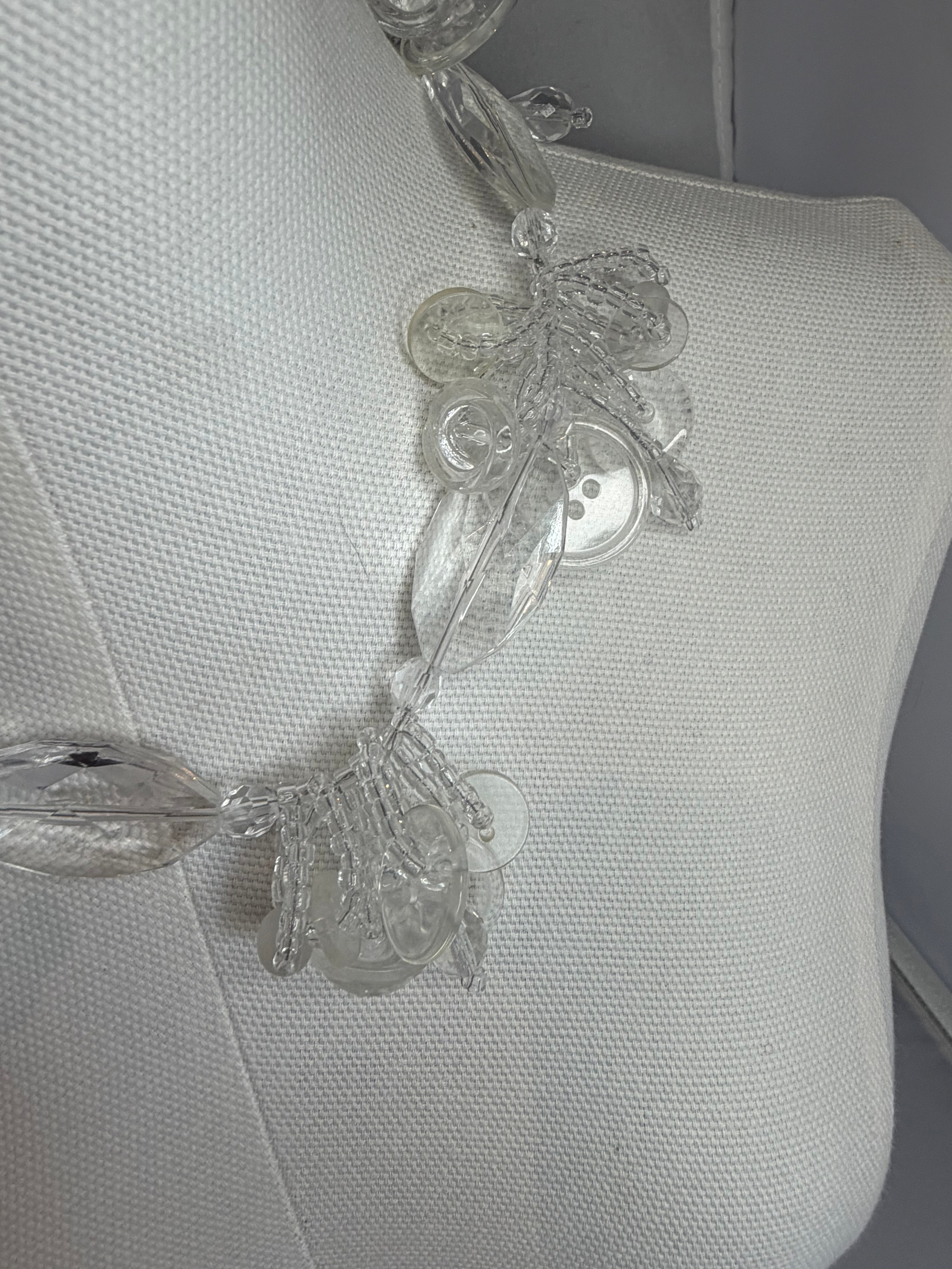 Crystal Clear Button Necklace by The Vintage Jewel