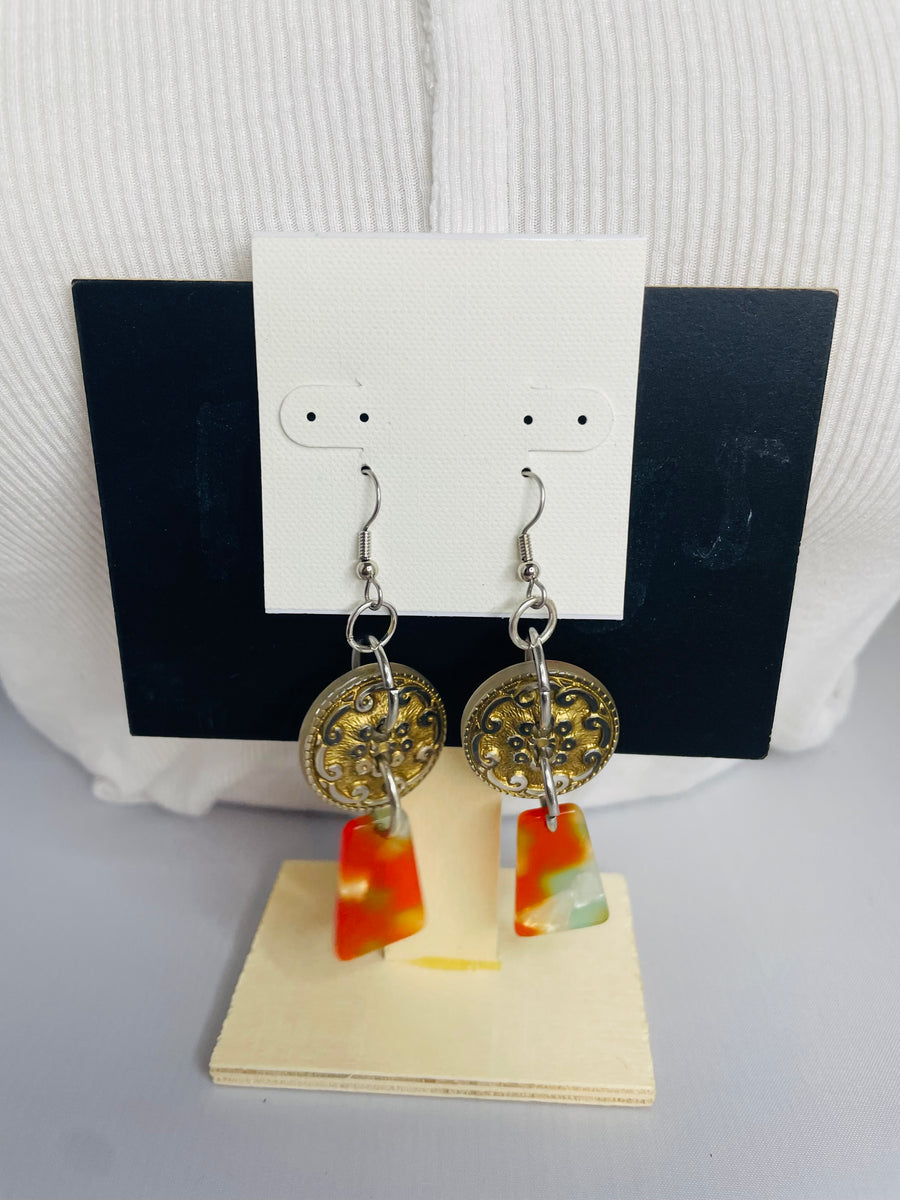 Button Charm Earrings by The Vintage Jewel