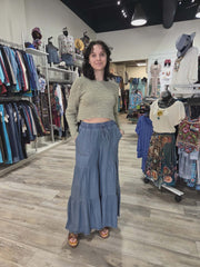 Denim Tencel Tiered Pant by Paparazzi