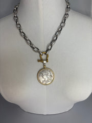 French Coin Medallion Necklace