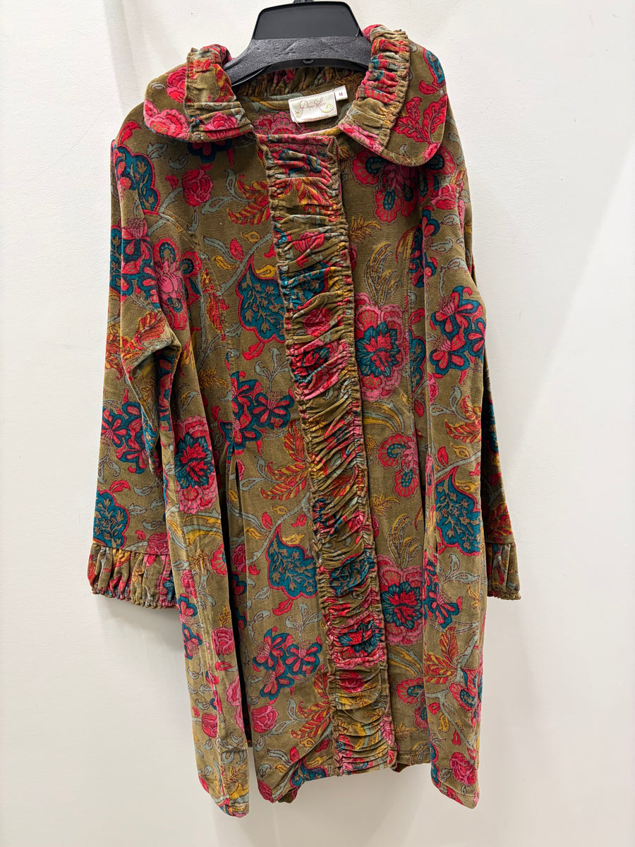 Floral Velvet Knee Length Jacket by Paper Lace
