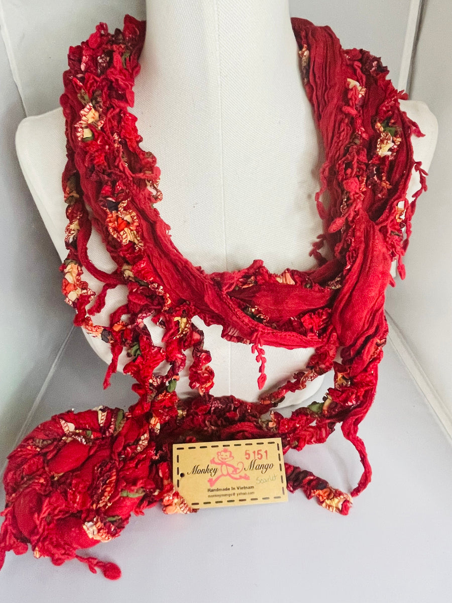 Boho Mixed Tassel Handmade Scarf Necklace