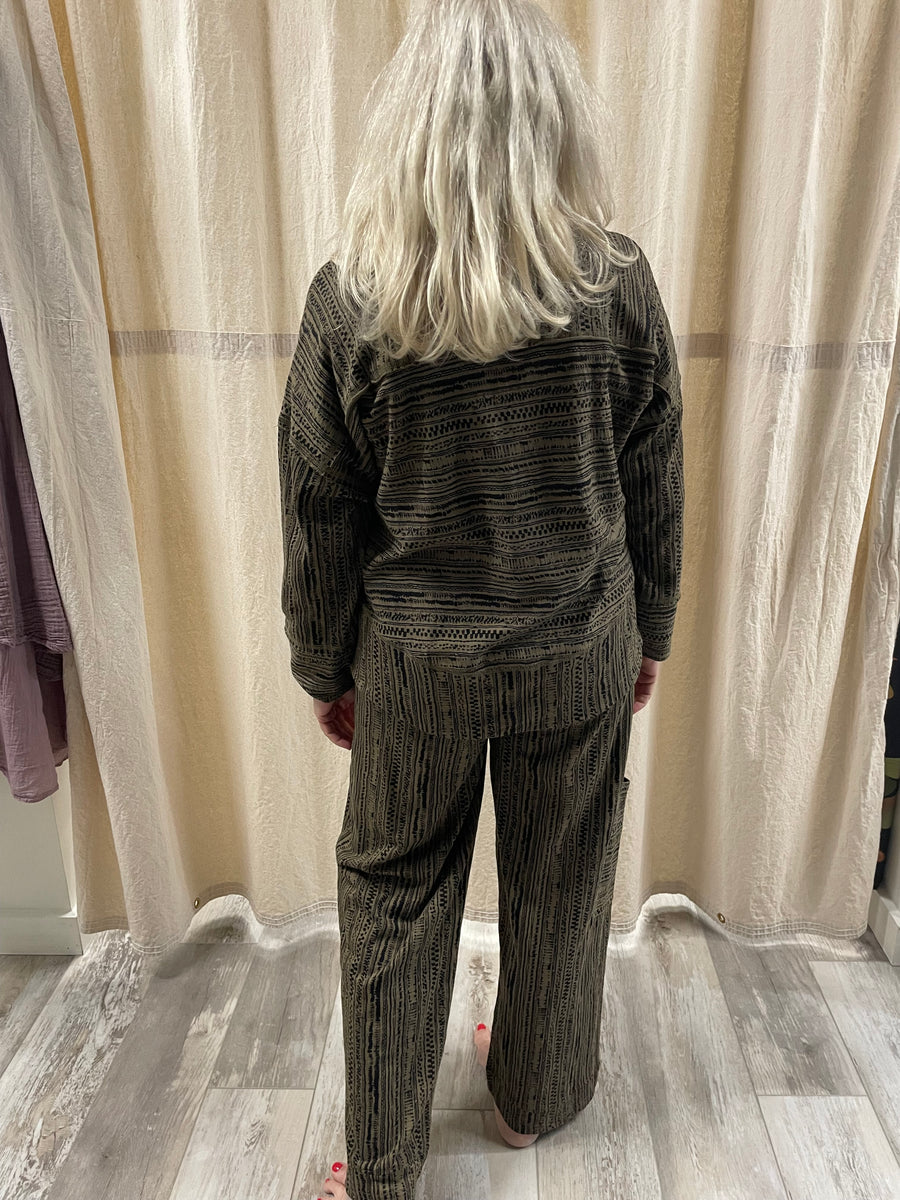 Stripe Cotton Slub J Pocket Flood Pant