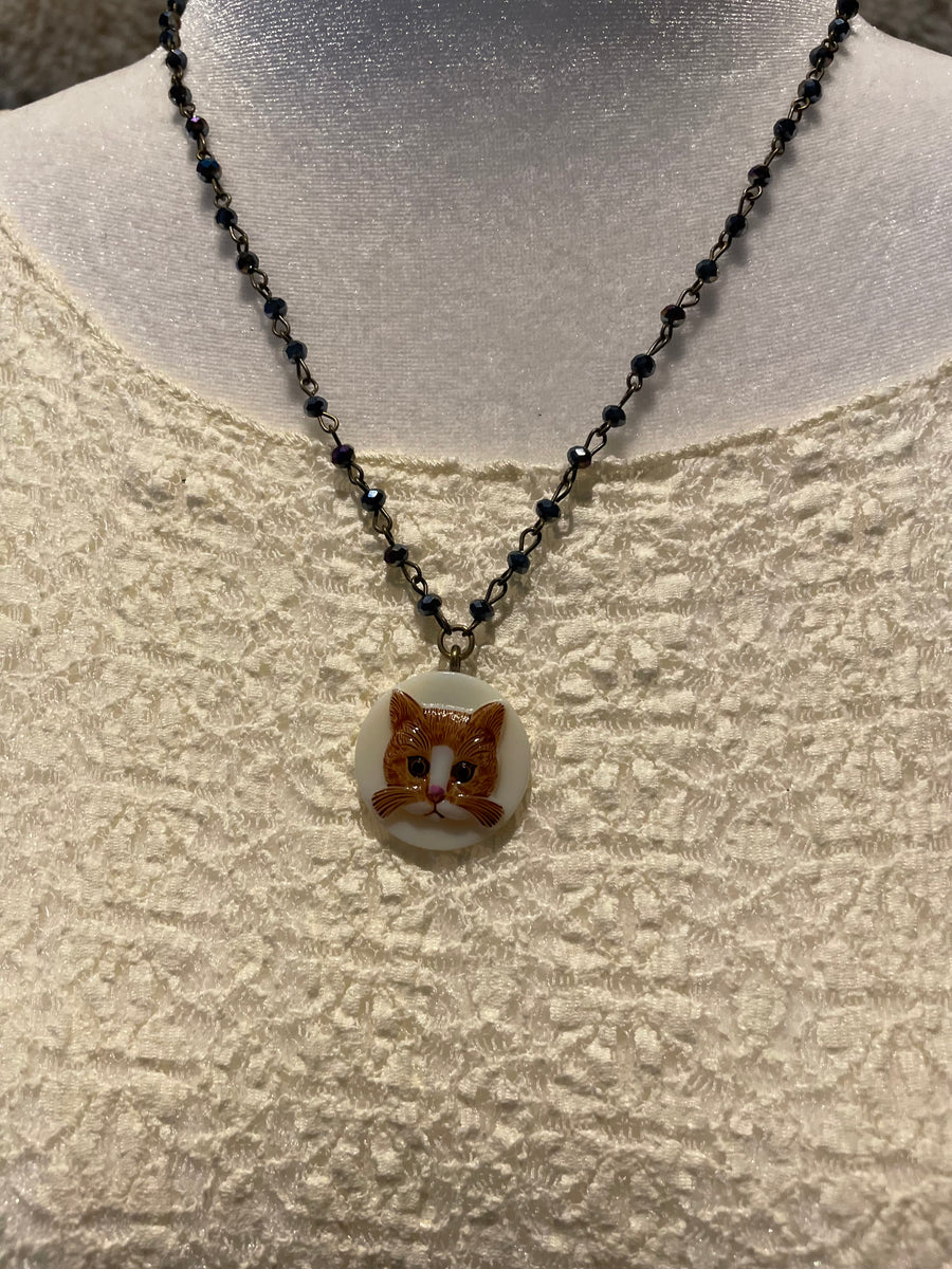 Vintage Cat Cameo Necklace by Gina