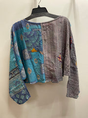 Pareo Kantha In Bloom Cropped Pullover #056 by Kantha Bae