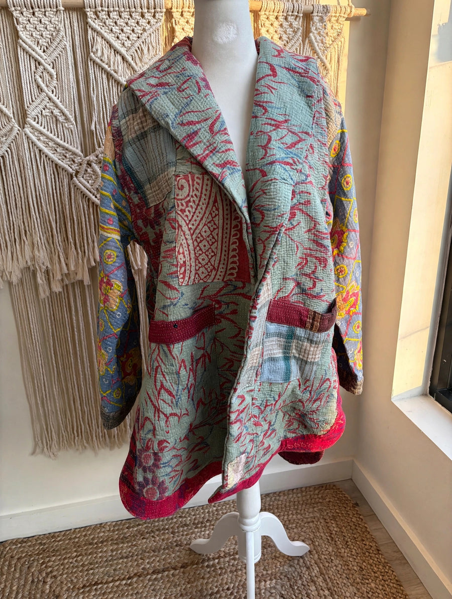 Fine Kantha Drifter Coat #183 by Kantha Bae