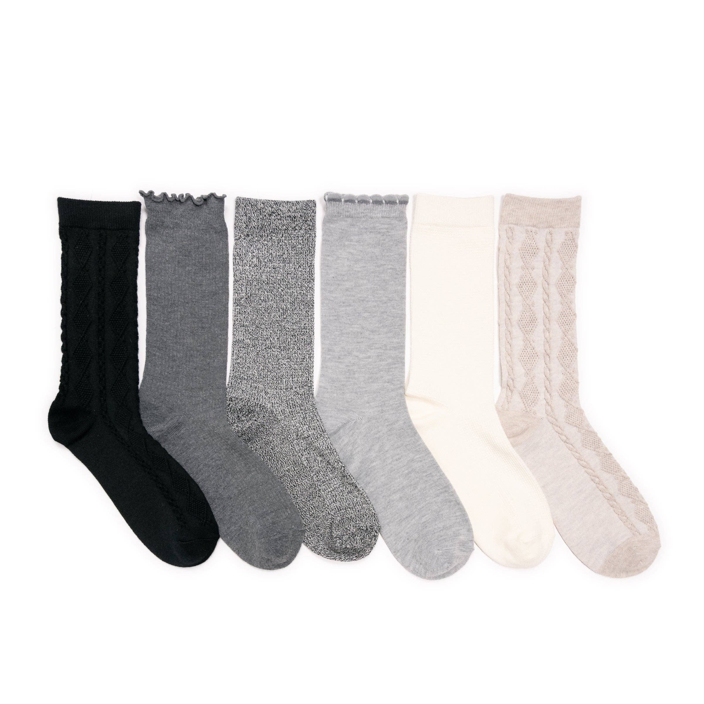 MUK LUKS Women's 6 Pack Whisper Soft Crew Socks 8 Inch